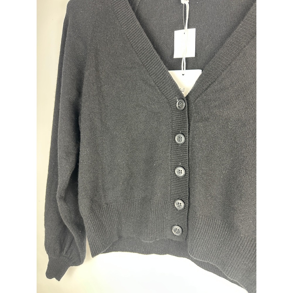 FRAME 100% Cashmere Linked Cardigan Sweater Long Sleeve Button Black Size Large - Picture 4 of 16